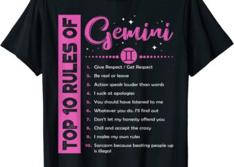 top 10 rules of gemini birthday t shirt men