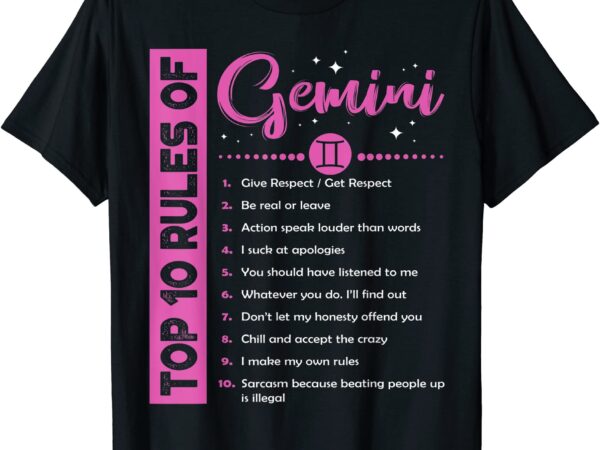 Top 10 rules of gemini birthday t shirt men