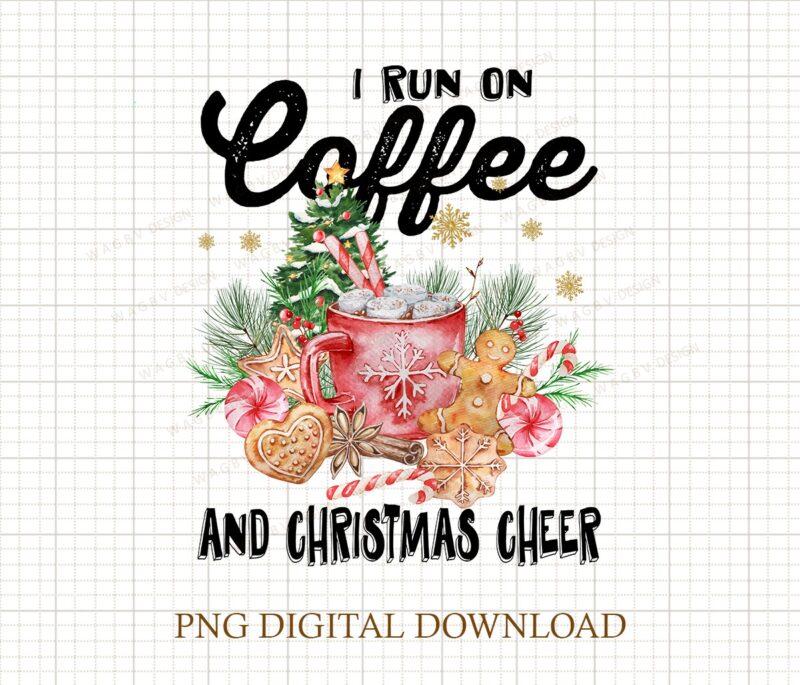 I Run On Coffee And Christmas Cheer PNG, Cute Winter Png, Christmas Png, Christmas Party Png, Christmas Png File, Gnome Coffee Design