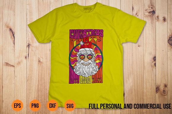 Christmas T Shirt Vector christmas vector Hippy Santa SVG PNG santa svg, christmas svg, santa christmas svg, t shirt template