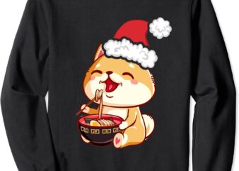ugly christmas sweater kawaii anime shiba inu eating ramen sweatshirt unisex