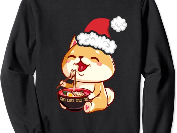 Ugly christmas sweater kawaii anime shiba inu eating ramen sweatshirt unisex