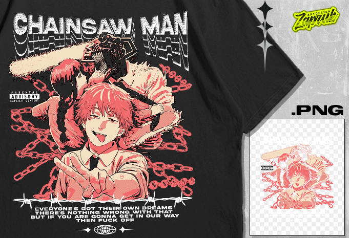 #11 Chainsaw Man Tshirt Design , Denji Chainsaw Anime T shirt design PNG – anime artwork – anime streetwear tshirt design for sale – best selling anime tshirt design – trending anime tshirt design