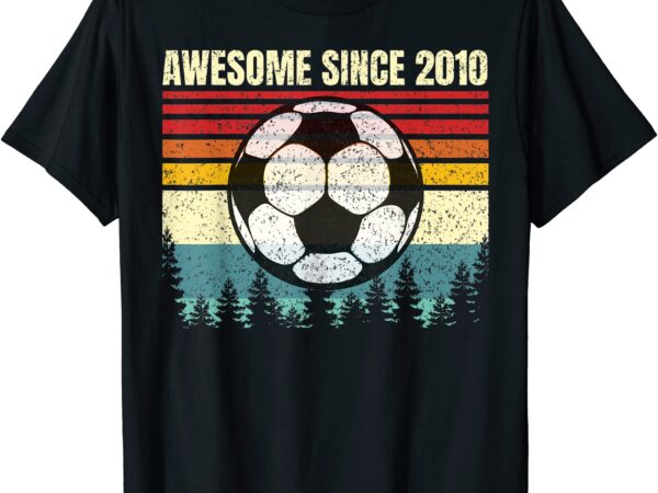 Vintage awesome since 2010 soccer ball player 11th birthday t shirt men