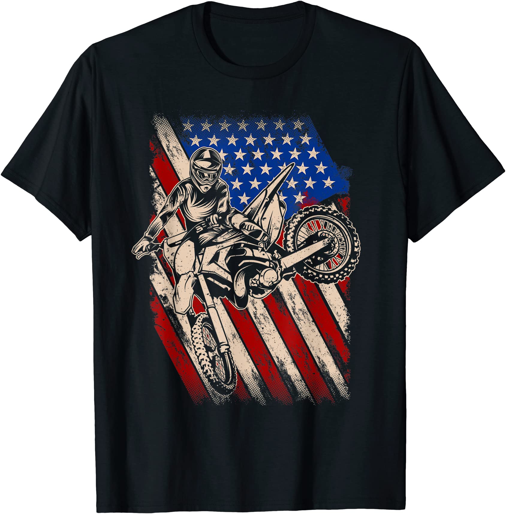 vintage dirt bike motocross american flag 4th of july enduro t shirt ...