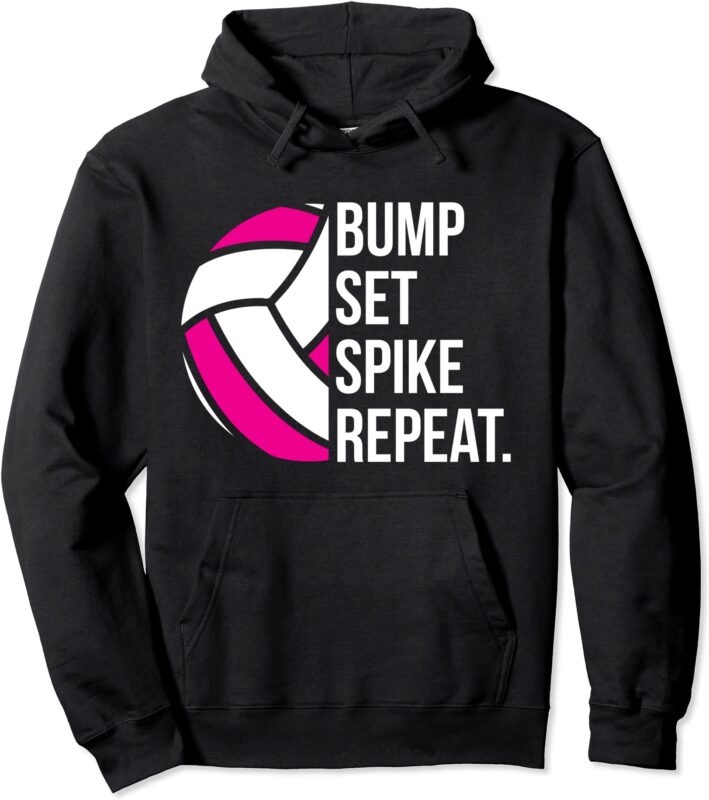 volleyball hoodie hooded sweatshirt bump set spike repeat unisex