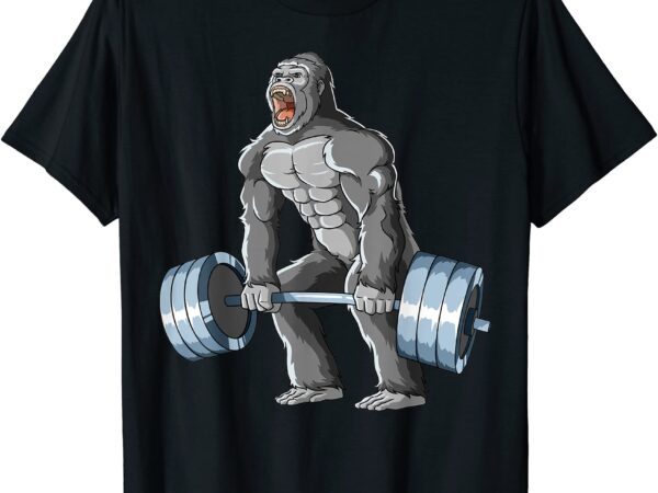 weightlifting gorilla deadlifting gorilla powerlifting gym t shirt men ...
