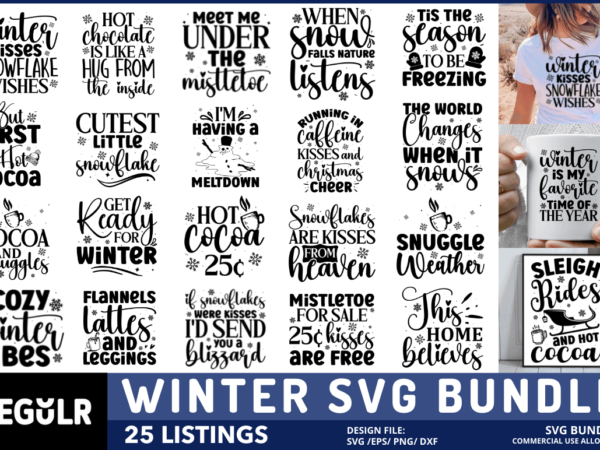 Winter svg bundle t shirt design for sale