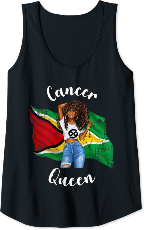 womens afro cancer queen from guyana zodiac birthday june july tank top women