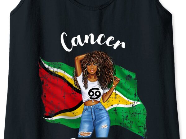 Womens afro cancer queen from guyana zodiac birthday june july tank top women t shirt design for sale
