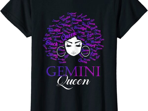 Womens black womens afro hair gemini queen birthday gift t shirt women