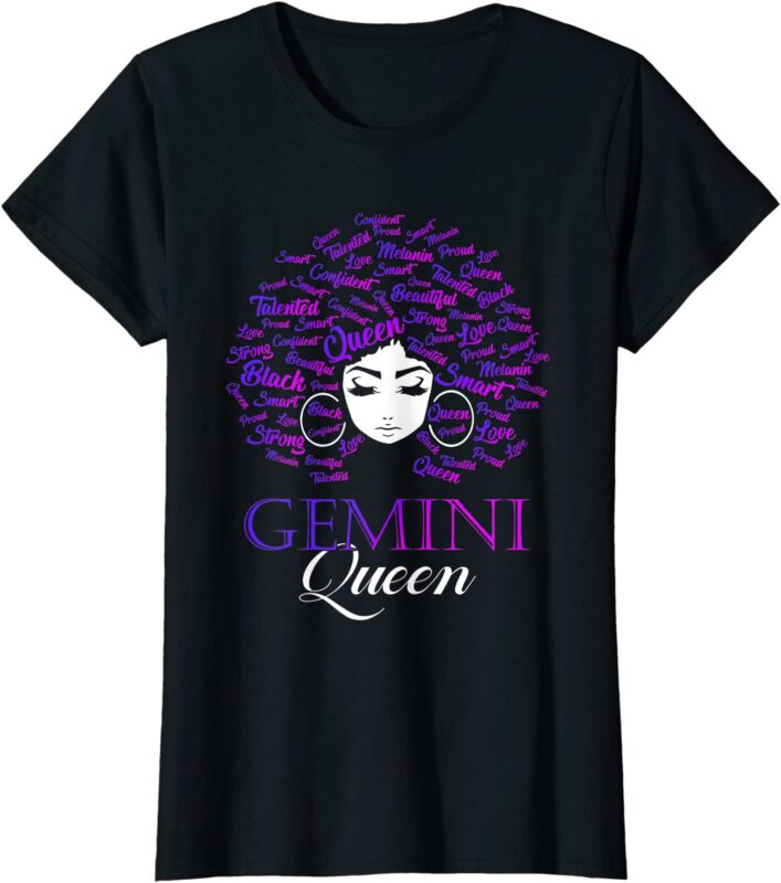 womens black womens afro hair gemini queen birthday gift t shirt women