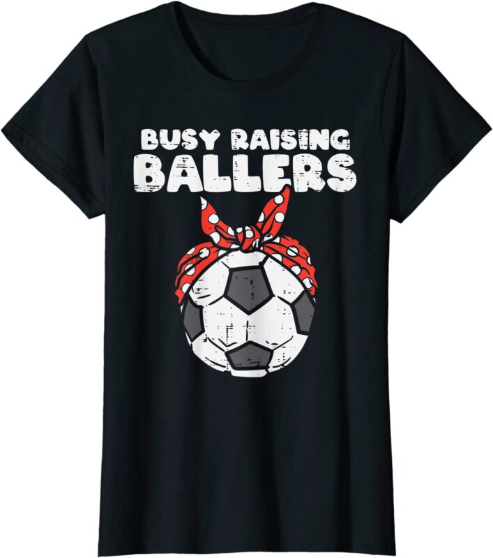 womens busy raising ballers soccer polka bandana mom football women t shirt women