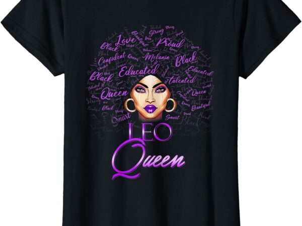 Womens leo girl womens purple afro queen black zodiac birthday t shirt women