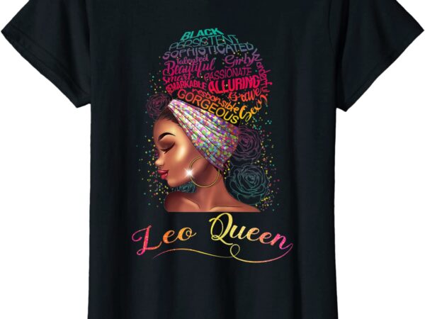 Womens leo queen afro women july august zodiac melanin birthday t shirt women