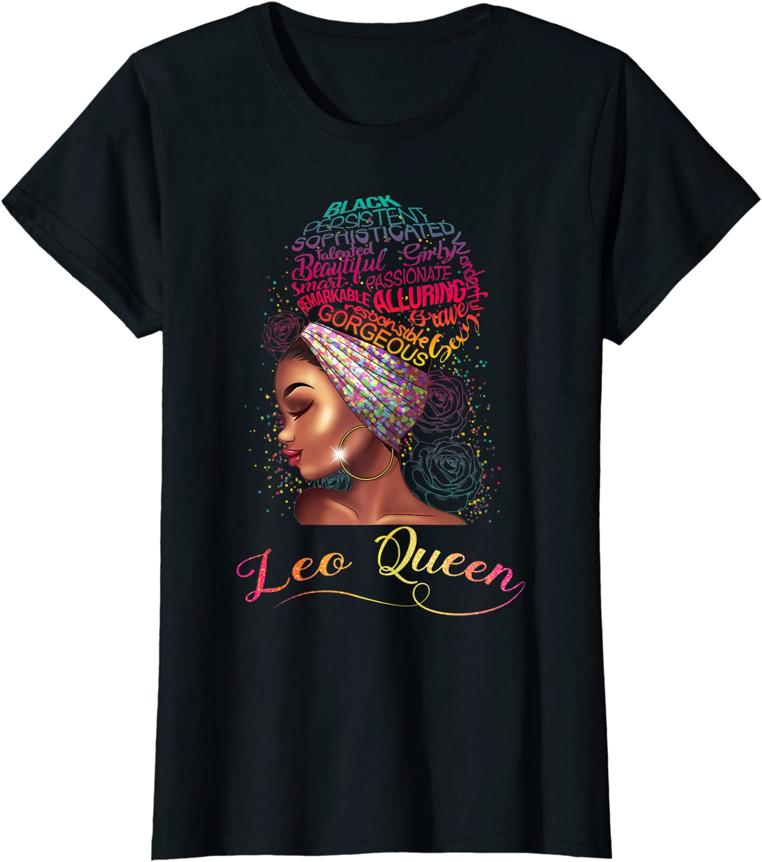 Womens leo queen afro women july august zodiac melanin birthday t shirt