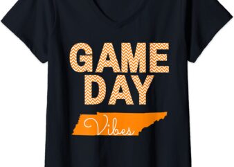 womens tennessee football game day vibes fall tailgate v neck t shirt women
