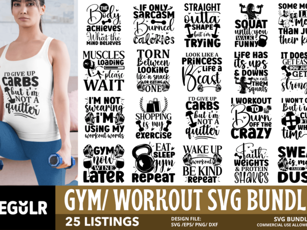 Workout SVG Bundle t shirt design for sale
