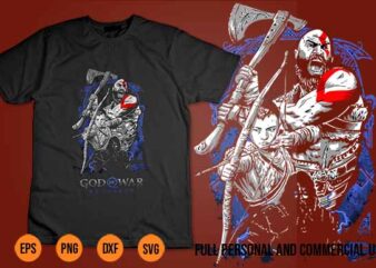 God Of War svg Shirt Design Art Kratos Atreus png For Sale 2022, 2023, atreus, Bros, console, game, gamer, Gamers, games, gaming, god of war, graphic, head, joy, mario, new,