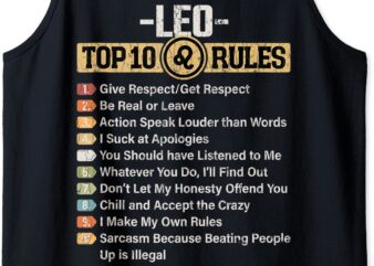 zodiac sign funny top 10 rules of leo graphic tank top men