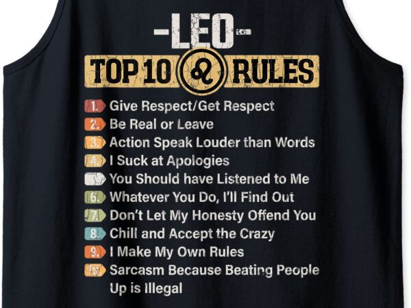 Zodiac sign funny top 10 rules of leo graphic tank top men
