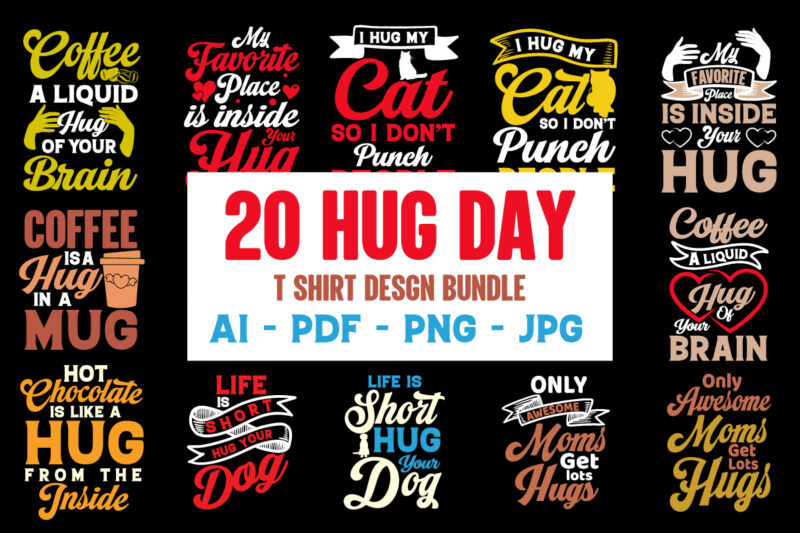 Hug day t shirt designs bundle