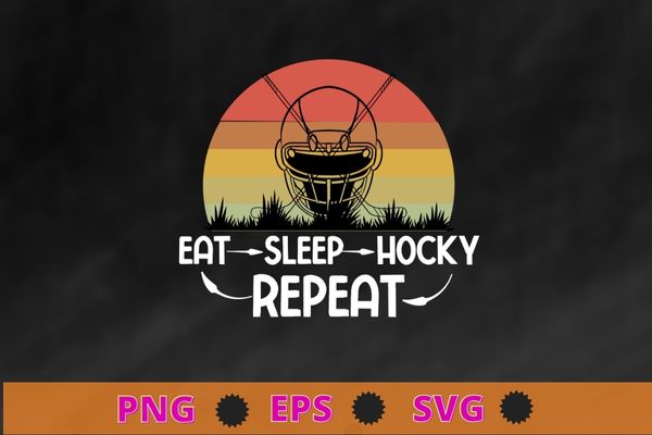 Vintage eat sleep hockey repeat funny ice hockey repeat t-shirt design svg, ice hockey, ice hockey repeat,