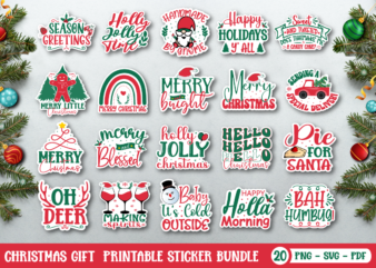Christmas Gift Packaging Printable Sticker Bundle t shirt vector file