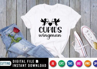 Cupids wingman Valentine’s day shirt print template t shirt vector file