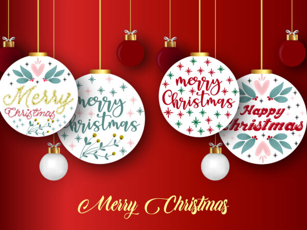 Merry christmas round design bundle