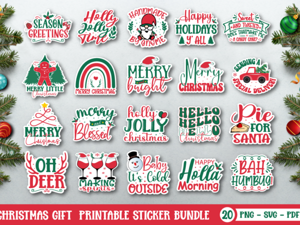 Christmas gift packaging printable sticker bundle t shirt vector file
