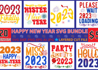 Happy new year SVG Bundle graphic t shirt