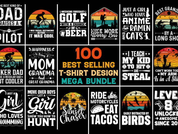 100 best selling t-shirt design mega bundle