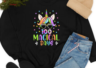 100 Magical Days Funny Unicorn 100th Day of School Students NC