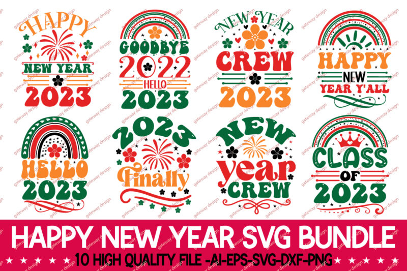 happy new year svg bundle,Happy New Year svg, Happy New Year Sign svg, New Year svg, Holiday svg, dxf, png, Happy New Year Shirt, Print, Cut File, Cricut, Silhouette Peace