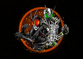 duel rider t shirt vector illustration