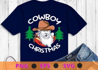 Retro Groovy Cowboy Christmas Cute Santa Claus Western Xmas T-Shirt design svg, Cowboy Christmas, Western Country Cowboy, Retro Groovy Cowboy Christmas