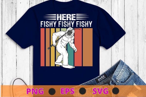 Bigfoot bass night fishing! here fishy bassquatch sasquatch t-shirt design svg, bassquatch, sasquatch, gorilla, mysterious animal