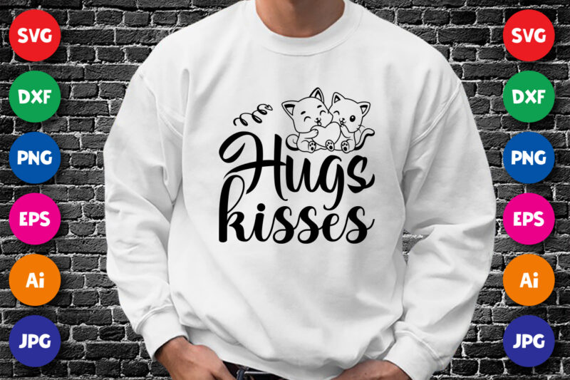 Hugs kisses Valentine shirt print template