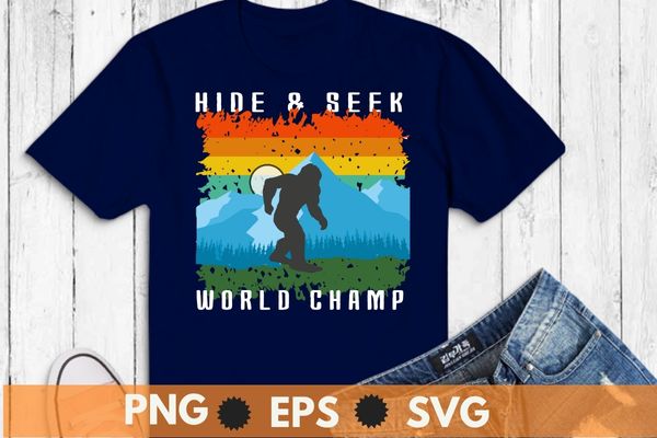 Bigfoot hide & seek world champ sasquatch silhouette t-shirt design svg, bigfoot, hide & seek world champ, sasquatch, yeti, mythical creature, himalayan, mountain, vintage,