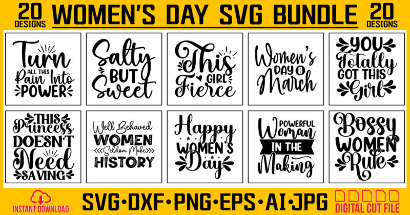 International Women's Day SVG Bundle, Happy Women's Day Svg, 8 March Svg, Girl Day Svg, Girl Power Svg, Strong Women Svg, Women's Day Quote,International Women's Day SVG Bundle, Women's Day