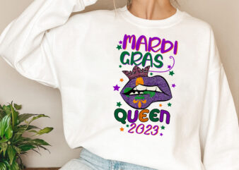 2023 Mardi Gras Queen Crown Mask Lips Fleur De Lis Funny NL