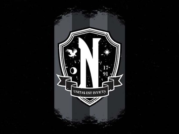 N badge bw T shirt vector artwork