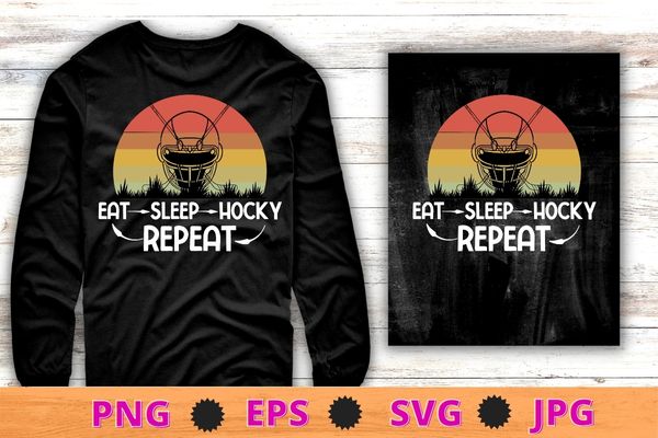 Vintage Eat Sleep Hockey Repeat funny Ice Hockey Repeat T-Shirt design svg, Ice Hockey, Ice Hockey Repeat,