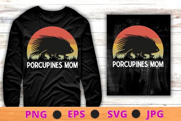 Vintage retro sunset porcupines mom saying funny t-shirt design svg, vintage retro, sunset, porcupines mom, saying funny