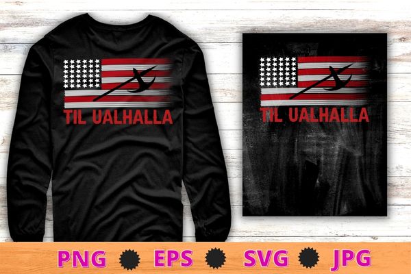 American Viking Axe Flag – Til Valhalla – Norse Mythology T-Shirt design svg, Norse Mythology, Valkyrie, Valhalla, Viking, Raven Nordic