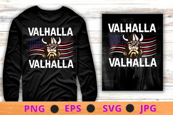 Until Valhalla Viking US Flag Vintage Shirt-Til Valhalla T-Shirt design svg, Valhalla Viking US Flag png, Norse Mythology, Valkyrie, Valhalla, Viking, Raven Nordic