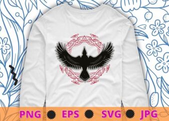 Norse Mythology God Valkyrie Valhalla Viking Raven Nordic Thor T-Shirt design svg, crow, Norse Mythology, Valkyrie, Valhalla, Viking, Raven Nordic