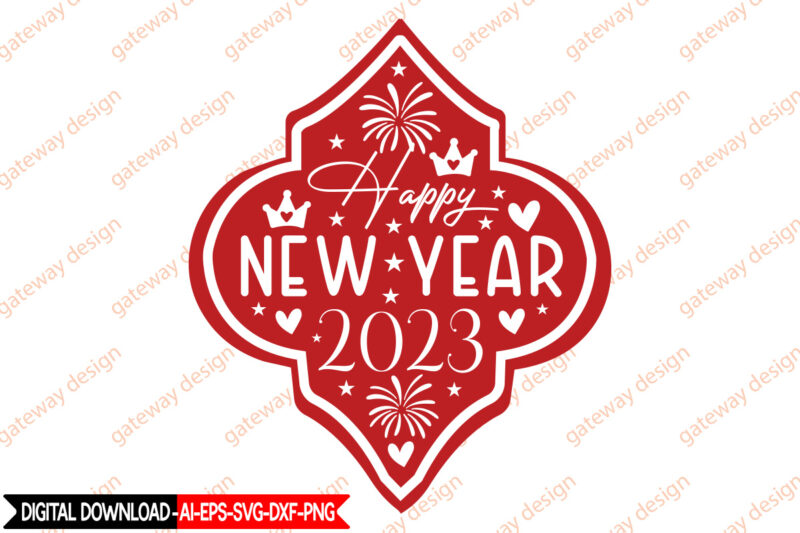 Happy New Year Arabesque SVG Bundle,Happy New Year SVG Bundle, Hello 2023 Svg, New Year Decoration, New Year Sign, Silhouette Cricut, Printable Vector, New Year Quote Svg Happy New Year