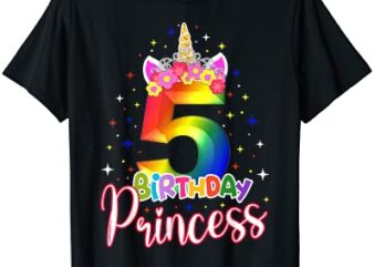 5 birthday princess unicorn 5 years old 5th birthday girl t shirt men